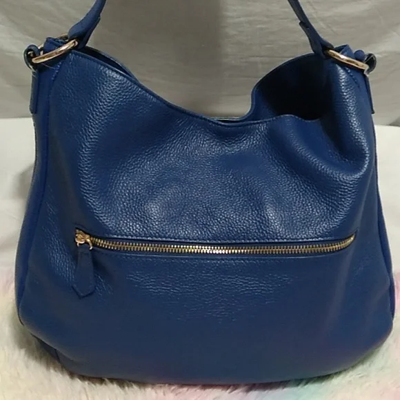 Authentic Laggo Genuine Blue Leather Hobo Shoulder Bag - Picture 2 of 16